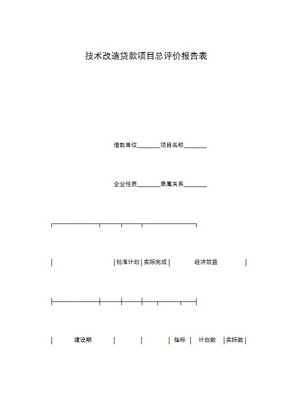 技术改造贷款项目总评价报告表