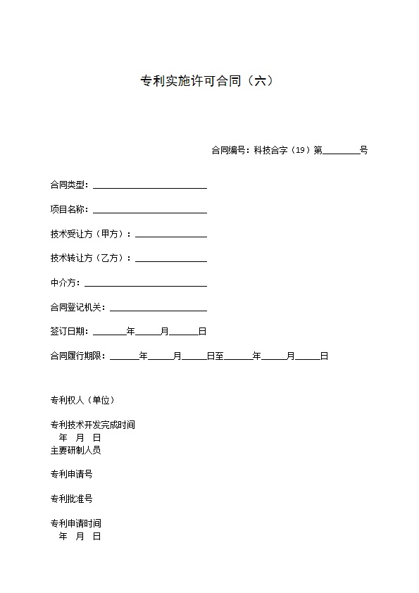 专利实施许可合同（六）