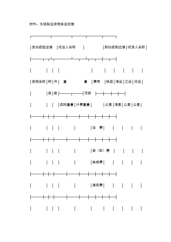 水陆联运货物运单专业版 水陆联运货物运单专业版