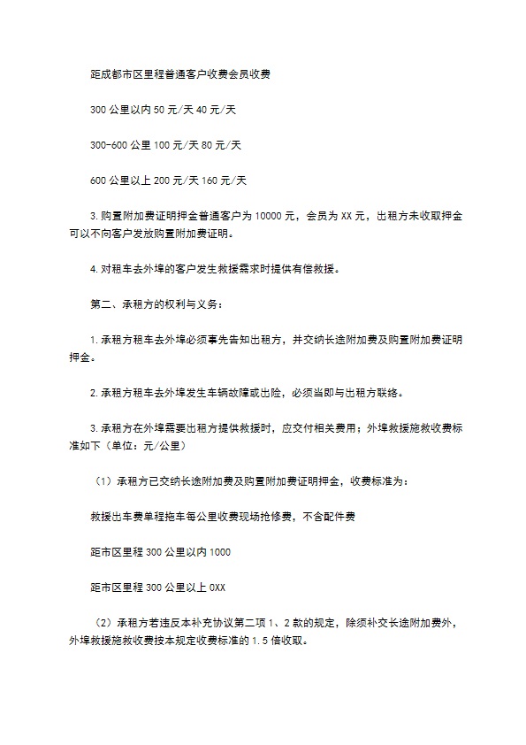 租车租赁协议