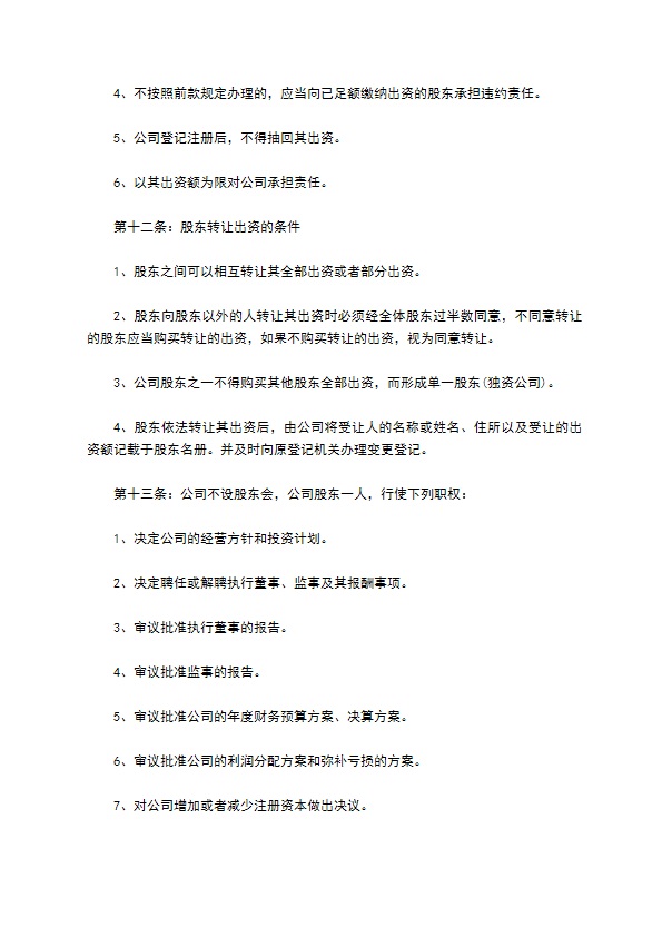 不设董事会-公司章程 不设董事会-公司章程