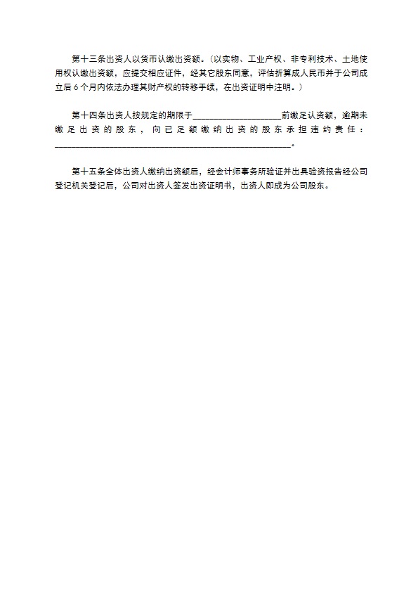 工业颜料制造企业公司章程