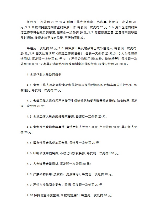 物业管理公司作业人员处罚条例怎么写