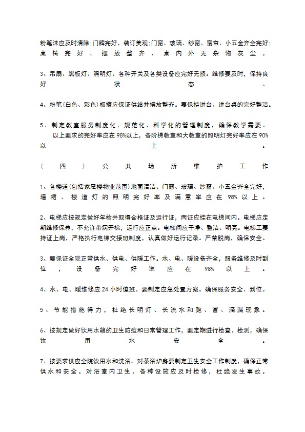 学校物业管理服务热门合同样书