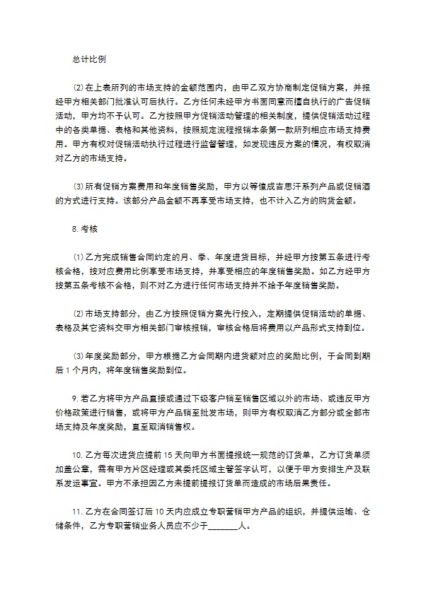 武汉市产品授权销售合同