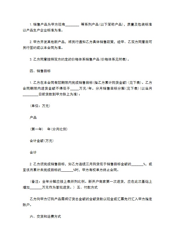 武汉市产品授权销售合同