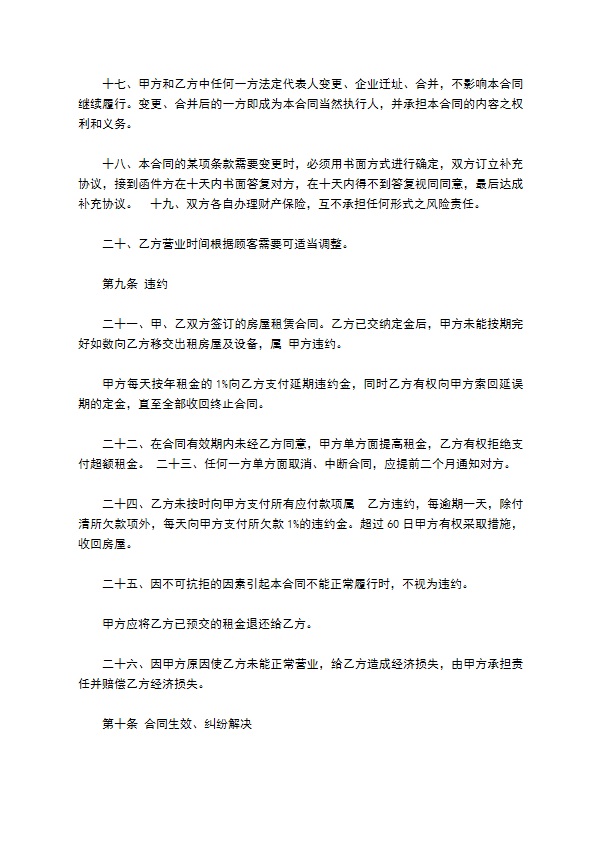 市区门面场地租赁合同 市区门面场地租赁合同