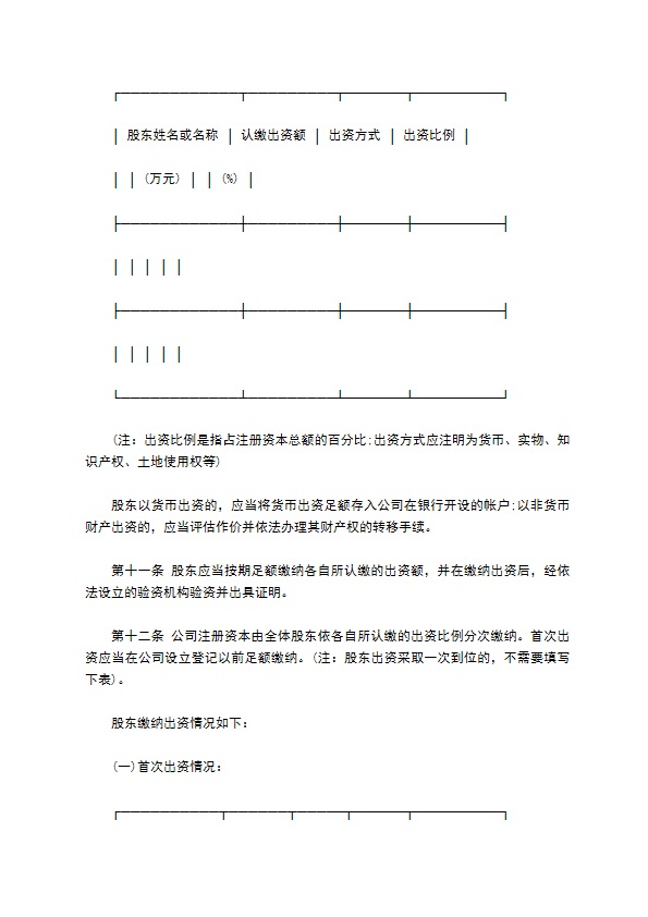 公司章程(设董事会监事会)