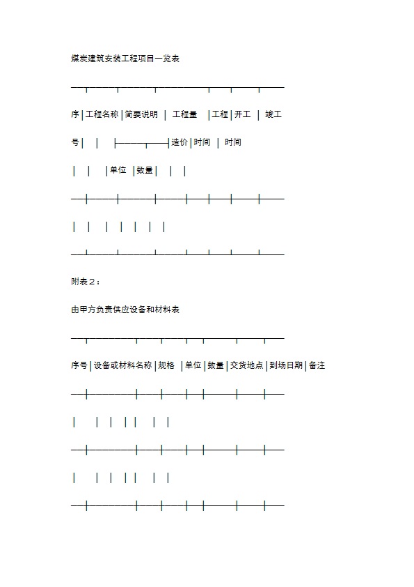 建筑安装工程承包合同（煤矿）新