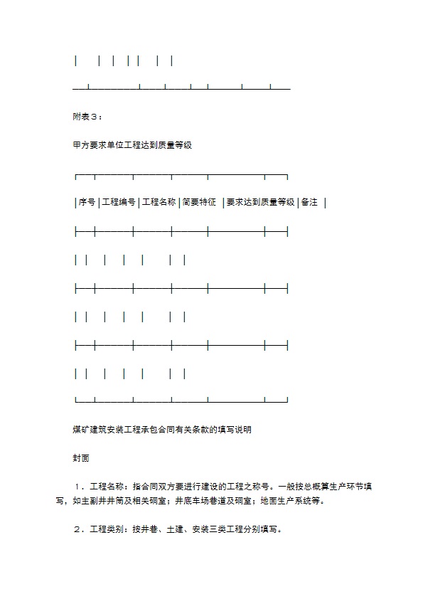 建筑安装工程承包合同（煤矿）新